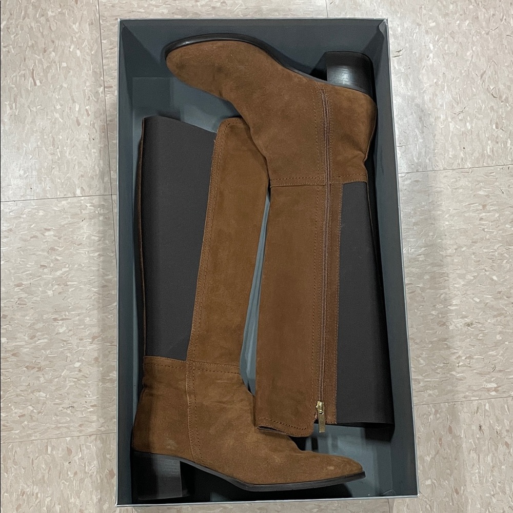 Aquatalia Water Resistant Brown Suede Knee-High Boots
